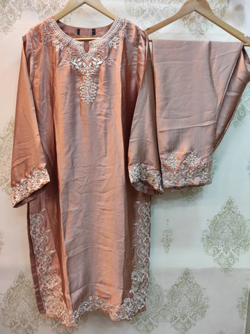 Mehrunnisa Silk Co Ord Set | Peach