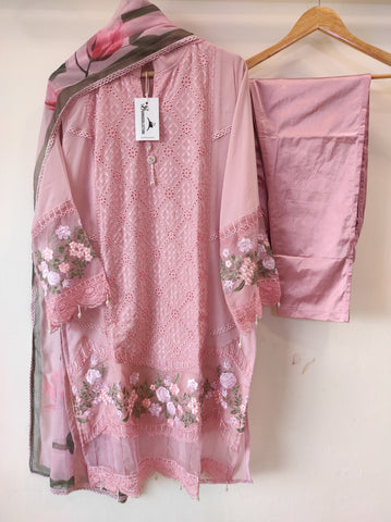 Georgette Embroidered (Pink)