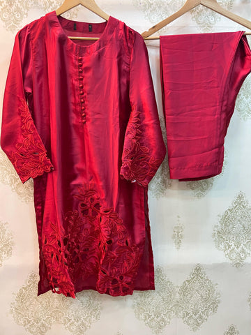 Mehrunnisa Silk Co Ord Set | Red