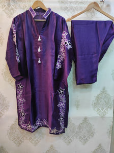 Mehrunnisa Silk Co Ord Set | Purple