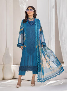 ZA Clothing Embroidered Semi Stitched Lawn | Navy Blue | Vol 01