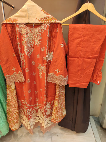 Zahra Rubab Chikankari | Ready To Wear | ZR-2429 | Orange