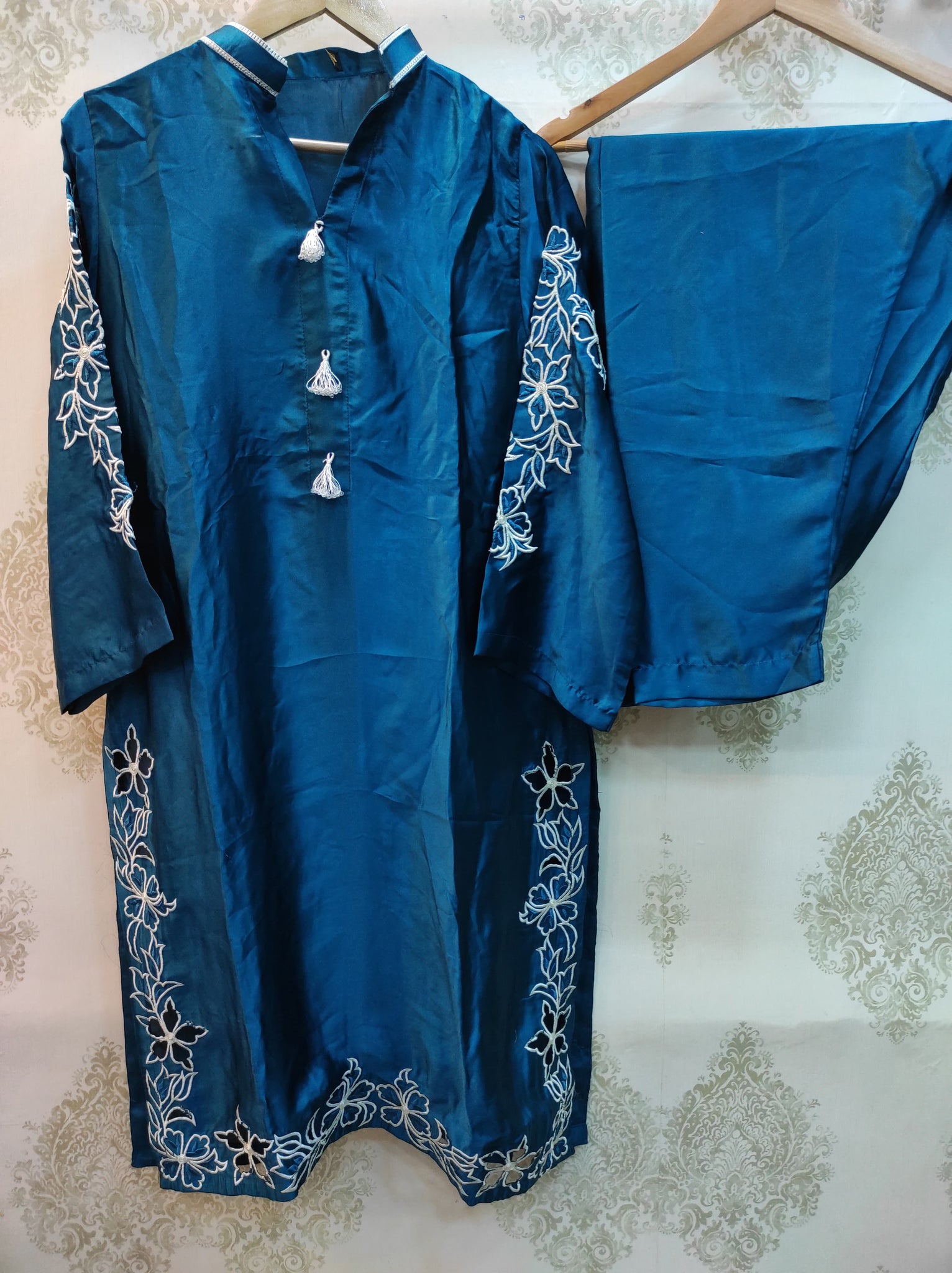 Mehrunnisa Silk Co Ord Set | Teal Blue