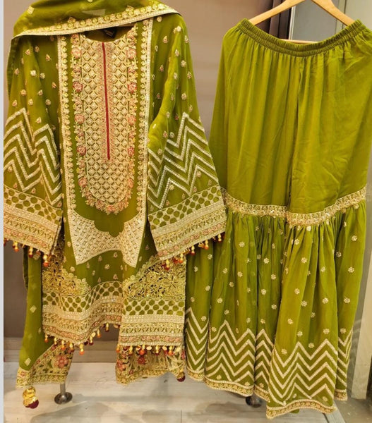 Mehndi Green Garara Set | RTW