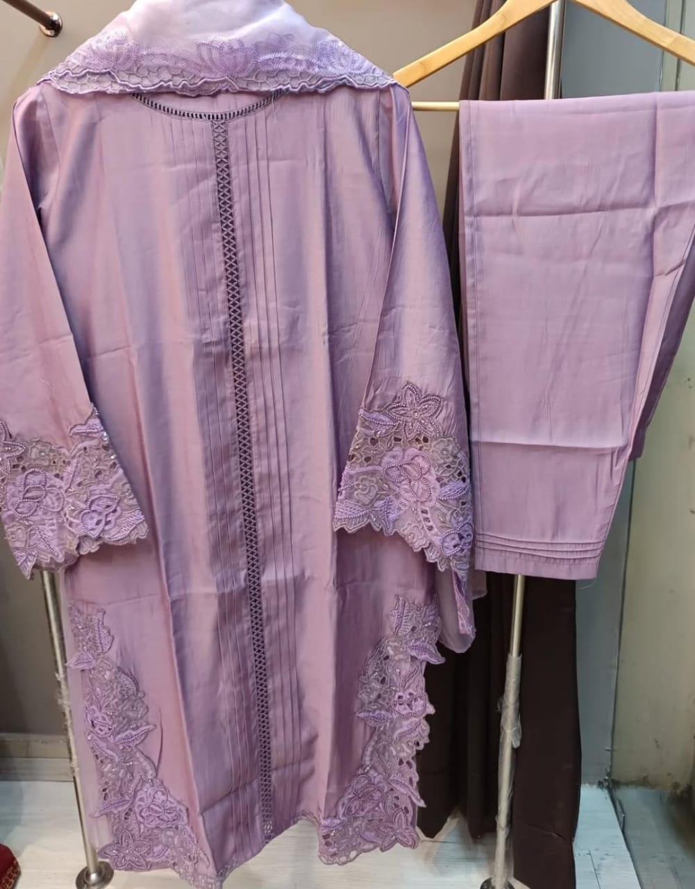 Viscose Cotton Cutwork Casual Wear (Lavender)