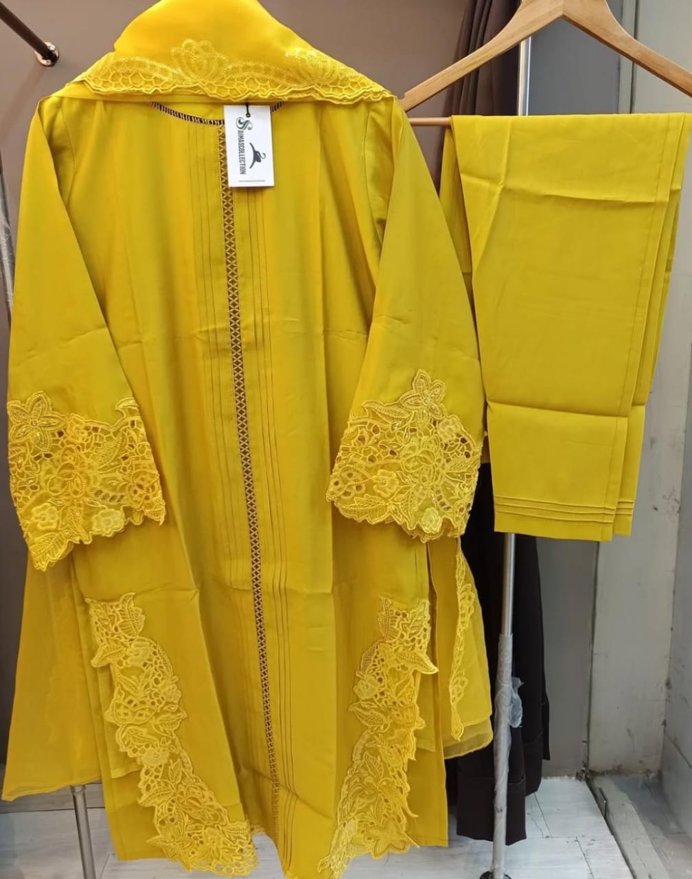 Viscose Cotton Cutwork Casual Wear (Yellow)