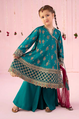 3 Piece Embroidered Raw Silk Suit | MKS-EF24-43