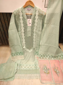 Light Pista Khaadi Net Semi-stitched Kurta Set