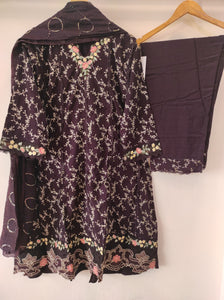 Wine A-Line Frock Set