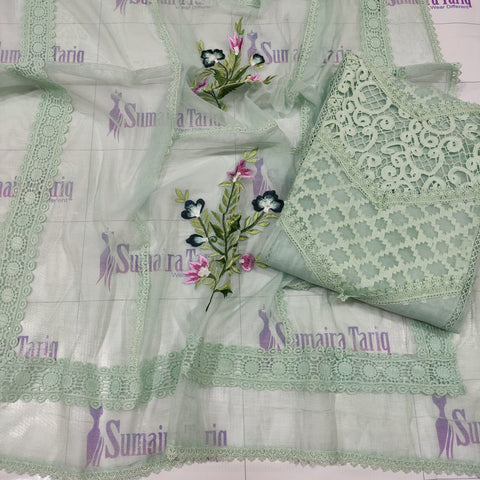 Pista Khaadi Net Semi-stitched Kurta Set