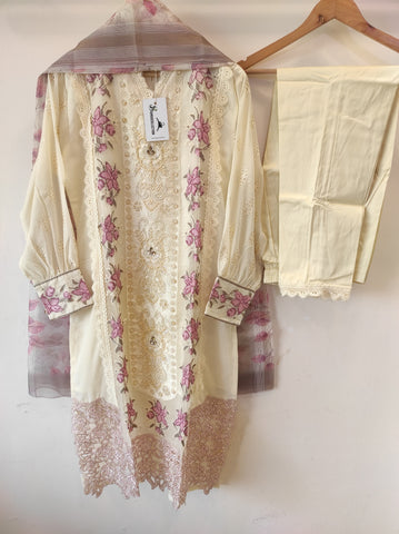 Bright Cream Georgette Kurta Set