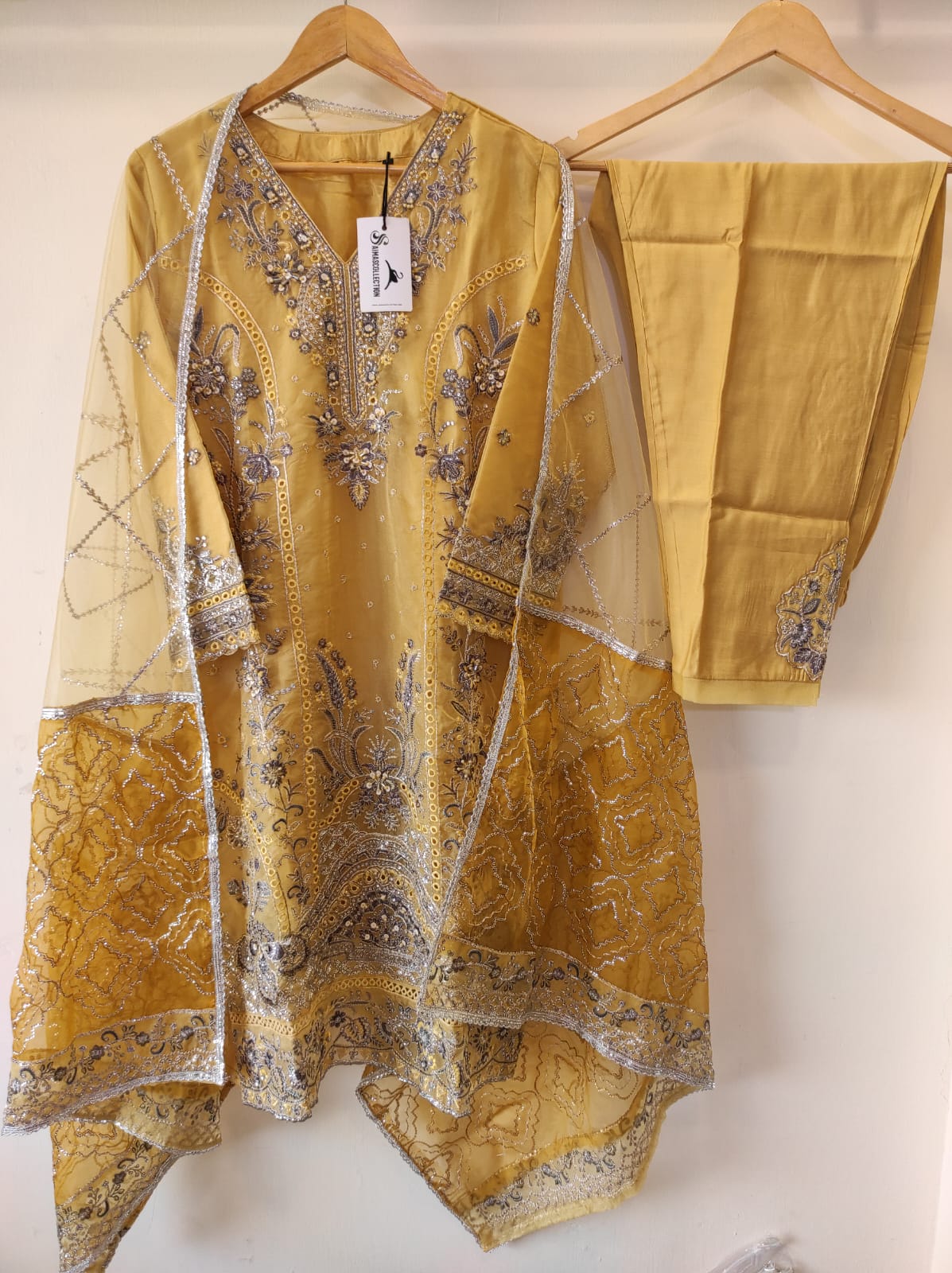 Organza party wear ( YELLOW )