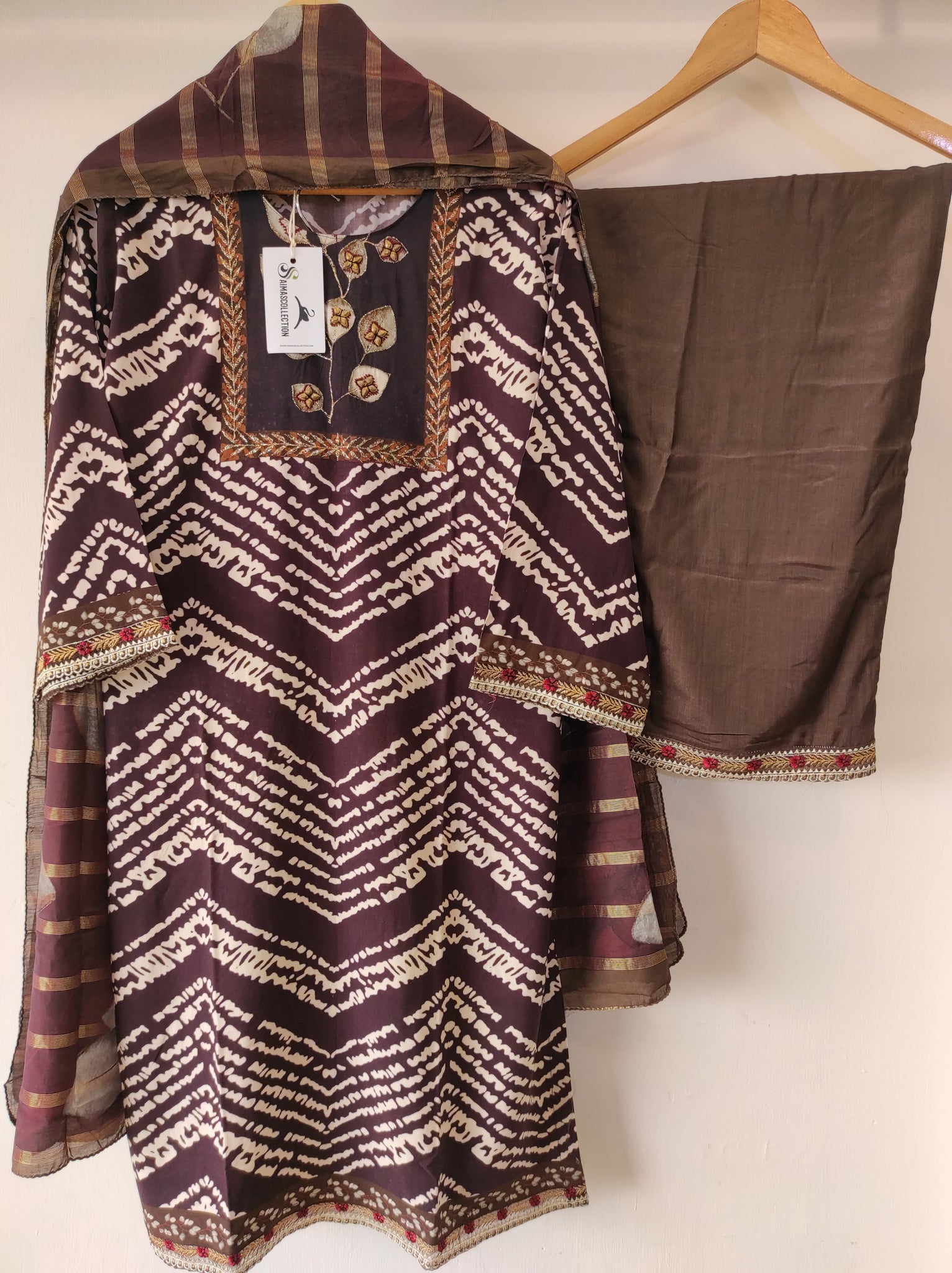 Digital Printed Muslin kurta set (BROWN)