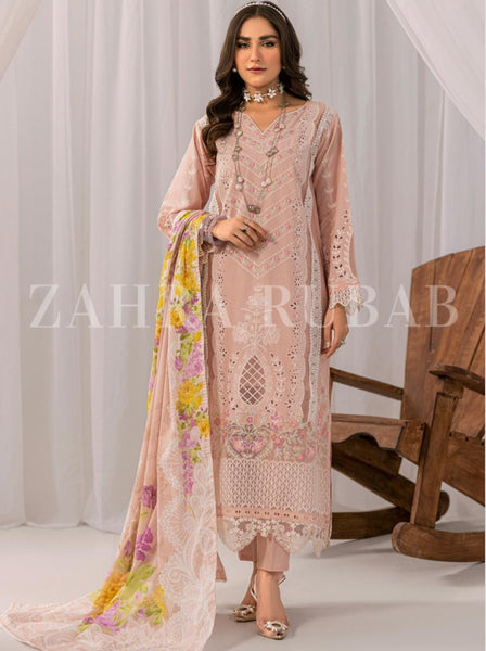 Zahra Rubab Chikankari | Ready To Wear | ZR-2429 | Peach