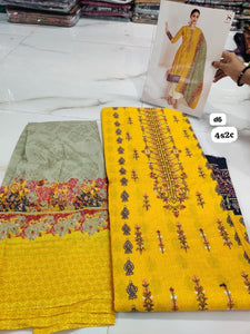 Embroidered Cotton (Chiffon Dupatta) 1