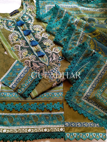 GUL ADHAR STITCHED LAWN | GA007