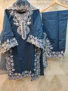 Cotton Satin Tunic Set | Navy