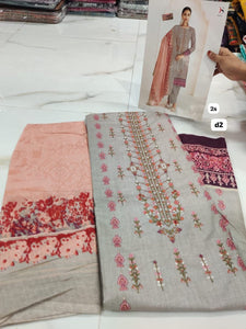 Embroidered Cotton (Chiffon Dupatta) 2